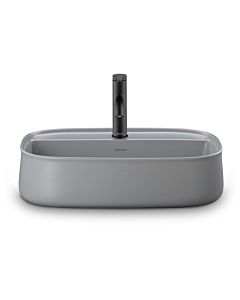 Duravit Zencha Aufsatzbecken 2374556771 55x39cm, mit Hahnloch, Hahnlochbank, ohne Überlauf, geschliffen, grau seidenmatt