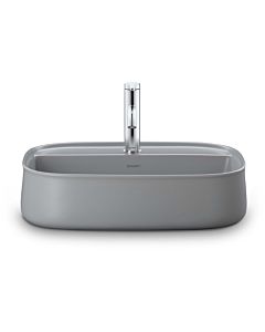 Duravit Zencha Aufsatzbecken 23745567711 55x39cm, mit Hahnloch, Hahnlochbank, ohne Überlauf, geschliffen, grau seidenmatt, WonderGliss