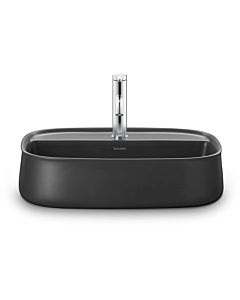 Duravit Zencha Aufsatzbecken 23745513711 55x39cm, mit Hahnloch, Hahnlochbank, ohne Überlauf, geschliffen, anthrazit matt, WonderGliss