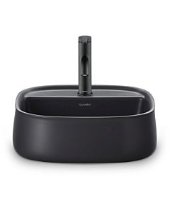 Duravit Zencha Aufsatzbecken 2374421371 42x42cm, avec trou pour robinetterie, rangée de trous pour robinetterie, sans trop-plein, sol, anthracite mat