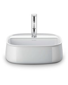 Duravit Zencha Aufsatzbecken 23744200711 42x42cm, avec trou pour robinetterie, rangée de trous pour robinetterie, sans trop-plein, sol, blanc , WonderGliss