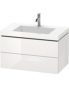 Duravit L-Cube Waschtisch-Unterschrank LC6927O8585 80 x 48 cm, 1 Hahnloch, weiß hochglanz, 2 Schubkästen
