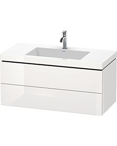 Duravit L-Cube Waschtisch-Unterschrank LC6928O8585 100 x 48 cm, 1 Hahnloch, weiß hochglanz, 2 Schubkästen