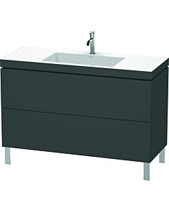 Duravit L-Cube Waschtisch-Unterschrank LC6939O4949 120 x 48 cm, 1 Hahnloch, graphit matt, 2 Auszüge, bodenstehend