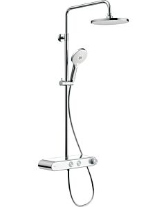 Système de douche apparent Duravit Shower Systems Shelf 1050 MinusFlow TH4382008005 avec thermostat, finition chromée/blanche brillante, étagère en verre