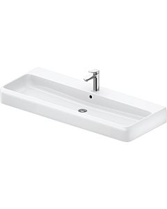 Vasque à poser Duravit Collection One 2382120027 120 x 47 cm, blanc brillant, avec trou de robinetterie, trop-plein et plateforme de robinetterie, finition sablée