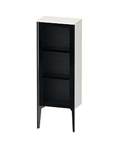 Duravit XViu Halbhochschrank XV1360LB285 40x24x89cm, Glastür, schwarz matt, Tür links, weiß hochglanz