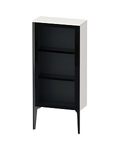 Duravit XViu Halbhochschrank XV1361RB222 50x24x89cm, Glastür, schwarz matt, Tür rechts, weiß hochglanz