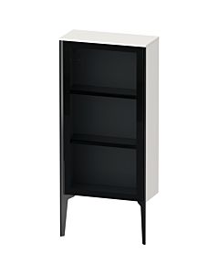 Duravit haut moyen XViu XV1361RB285 50x24x89cm, porte en verre, noir mat, porte à droite, blanc brillant