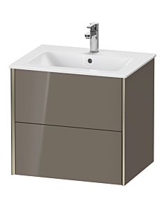 Duravit Meuble sous-vasque XViu XV41250B189 61 x 56 x 48 cm, gris flanelle brillant, 2 tiroirs, suspendu, champagne mat