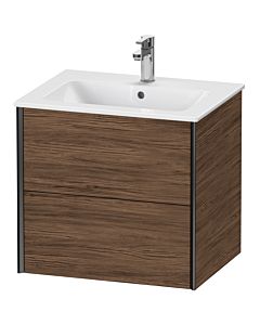 Duravit Meuble sous-vasque XViu XV41250B221 61 x 56 x 48 cm, noyer foncé, 2 tiroirs, suspendu, noir mat