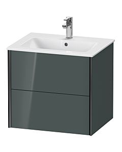 Duravit XViu vanity unit XV41250B238 61 x 56 x 48 cm, dolomiti gray high gloss, 2 drawers, wall-hung, matt black