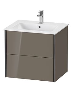 Duravit Meuble sous-vasque XViu XV41250B289 61 x 56 x 48 cm, gris flanelle brillant, 2 tiroirs, suspendu, noir mat