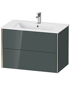 Duravit Meuble sous-vasque XViu XV41260B138 81 x 56 x 48 cm, gris dolomiti brillant, 2 tiroirs, suspendu, champagne mat