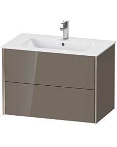 Duravit Meuble sous-vasque XViu XV41260B189 81 x 56 x 48 cm, gris flanelle brillant, 2 tiroirs, suspendu, champagne mat