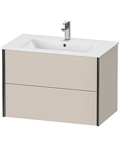 Duravit XViu Waschtisch-Unterschrank XV41260B291 81 x 56 x 48 cm, taupe matt, 2 Schubkästen, wandhängend, schwarz matt
