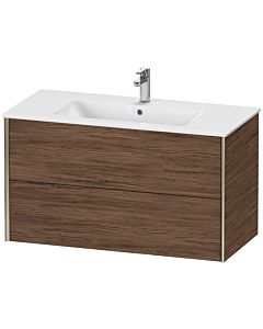 Duravit XViu Waschtisch-Unterschrank XV41270B121 101 x 56 x 48 cm, nussbaum dunkel, 2 Schubkästen, wandhängend, champagner matt
