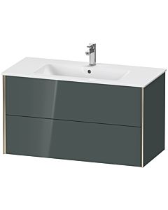 Duravit XViu Waschtisch-Unterschrank XV41270B138 101 x 56 x 48 cm, dolomiti grey hochglanz, 2 Schubkästen, wandhängend, champagner matt