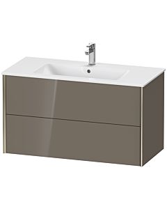 Duravit Meuble sous-vasque XViu XV41270B189 101 x 56 x 48 cm, gris flanelle brillant, 2 tiroirs, suspendu, champagne mat
