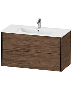Duravit Meuble sous-vasque XViu XV41270B221 101 x 56 x 48 cm, noyer foncé, 2 tiroirs, suspendu, noir mat