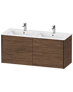 Duravit XViu Waschtisch-Unterschrank XV41290B221 128x48x56cm, 4 Schubkästen, wandhängend, schwarz matt, nussbaum dunkel