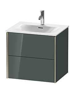 Duravit Meuble sous-vasque XViu XV41320B138 61 x 55,7 x 48 cm, gris dolomiti brillant, 2 tiroirs, champagne mat