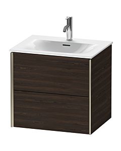 Duravit XViu Waschtisch-Unterschrank XV41320B169 61 x 55,7 x 48 cm, nussbaum gebürstet, 2 Schubkästen, champagner matt