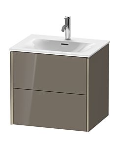 Duravit Meuble sous-vasque XViu XV41320B189 61 x 55,7 x 48 cm, gris flanelle brillant, 2 tiroirs, champagne mat