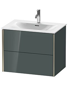 Duravit Meuble sous-vasque XViu XV41330B138 71 x 55,7 x 48 cm, gris dolomiti brillant, 2 tiroirs, champagne mat