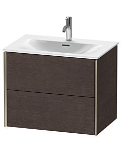 Duravit Meuble sous-vasque XViu XV41330B172 71 x 55,7 x 48 cm, chêne foncé brossé, 2 tiroirs, champagne mat