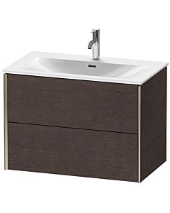 Duravit Meuble sous-vasque XViu XV41340B172 81 x 55,7 x 48 cm, chêne foncé brossé, 2 tiroirs, champagne mat
