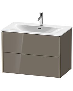 Duravit Meuble sous-vasque XViu XV41340B189 81 x 55,7 x 48 cm, gris flanelle brillant, 2 tiroirs, champagne mat