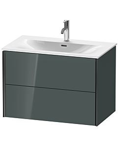 Duravit Meuble sous-vasque XViu XV41340B238 81 x 55,7 x 48 cm, gris dolomiti brillant, 2 tiroirs, noir mat