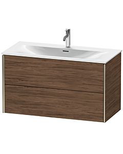 Duravit Meuble sous-vasque XViu XV41350B121 101 x 55,7 x 48 cm, noyer foncé, 2 tiroirs, champagne mat