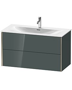 Duravit Meuble sous-vasque XViu XV41350B138 101 x 55,7 x 48 cm, gris dolomiti brillant, 2 tiroirs, champagne mat