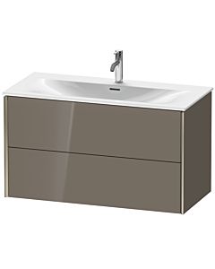 Duravit XViu vanity unit XV41350B189 101 x 55.7 x 48 cm, flannel gray high gloss, 2 drawers, matt champagne
