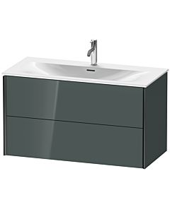 Duravit XViu Waschtisch-Unterschrank XV41350B238 101 x 55,7 x 48 cm, dolomiti grey hochglanz, 2 Schubkästen, schwarz matt