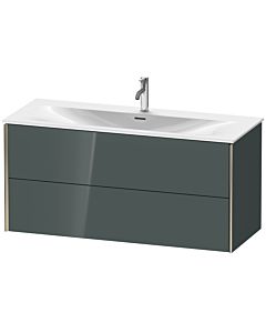 Duravit Meuble sous-vasque XViu XV41360B138 121 x 55,7 x 48 cm, gris dolomiti brillant, 2 tiroirs, champagne mat