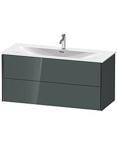 Duravit Meuble sous-vasque XViu XV41360B238 121 x 55,7 x 48 cm, gris dolomiti brillant, 2 tiroirs, noir mat