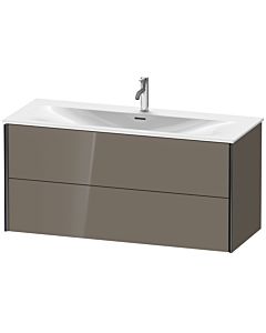 Duravit Meuble sous-vasque XViu XV41360B289 121 x 55,7 x 48 cm, gris flanelle brillant, 2 tiroirs, noir mat