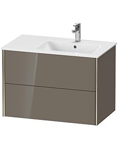Duravit Meuble sous-vasque XViu XV41590B189 81x48x56cm, 2 tiroirs, vasque à droite, champagne mat, gris flanelle brillant