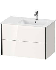 Duravit Meuble sous-vasque XViu XV41590B222 81x48x56cm, 2 tiroirs, vasque à droite, noir mat, blanc brillant