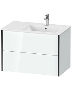 Duravit Meuble sous-vasque XViu XV41590B285 81x48x56cm, 2 tiroirs, vasque à droite, noir mat, blanc brillant