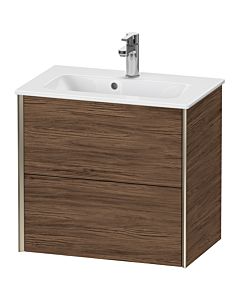 Duravit Meuble sous-vasque XViu XV41780B121 61 x 56 x 39 cm, noyer foncé, 2 tiroirs, suspendu, champagne mat