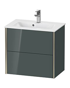 Duravit Meuble sous-vasque XViu XV41780B138 61 x 56 x 39 cm, gris dolomiti brillant, 2 tiroirs, suspendu, champagne mat