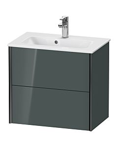 Duravit XViu Waschtisch-Unterschrank XV41780B238 61 x 56 x 39 cm, dolomiti grey hochglanz, 2 Schubkästen, wandhängend, schwarz matt