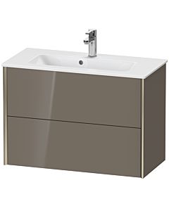 Duravit Meuble sous-vasque XViu XV41790B189 81 x 56 x 39 cm, gris flanelle brillant, 2 tiroirs, suspendu, champagne mat