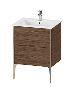 Duravit Meuble sous-vasque XViu XV44810B121 61 x 59,4 x 48 cm, noyer foncé, 2 coulissants, debout, champagne mat