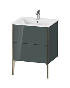 Duravit XViu vanity unit XV44810B138 61 x 59.4 x 48 cm, dolomiti gray high gloss, 2 pull-outs, standing, matt champagne