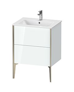 Duravit XViu vanity unit XV44810B185 61 x 59.4 x 48 cm, white high gloss, 2 pull-outs, standing, matt champagne